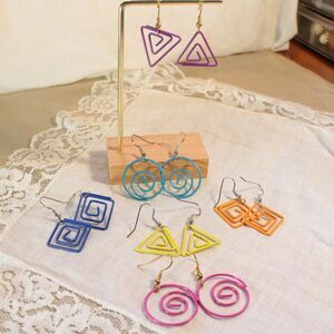 Retro Bundle of Colorful Spiral Wire Earrings